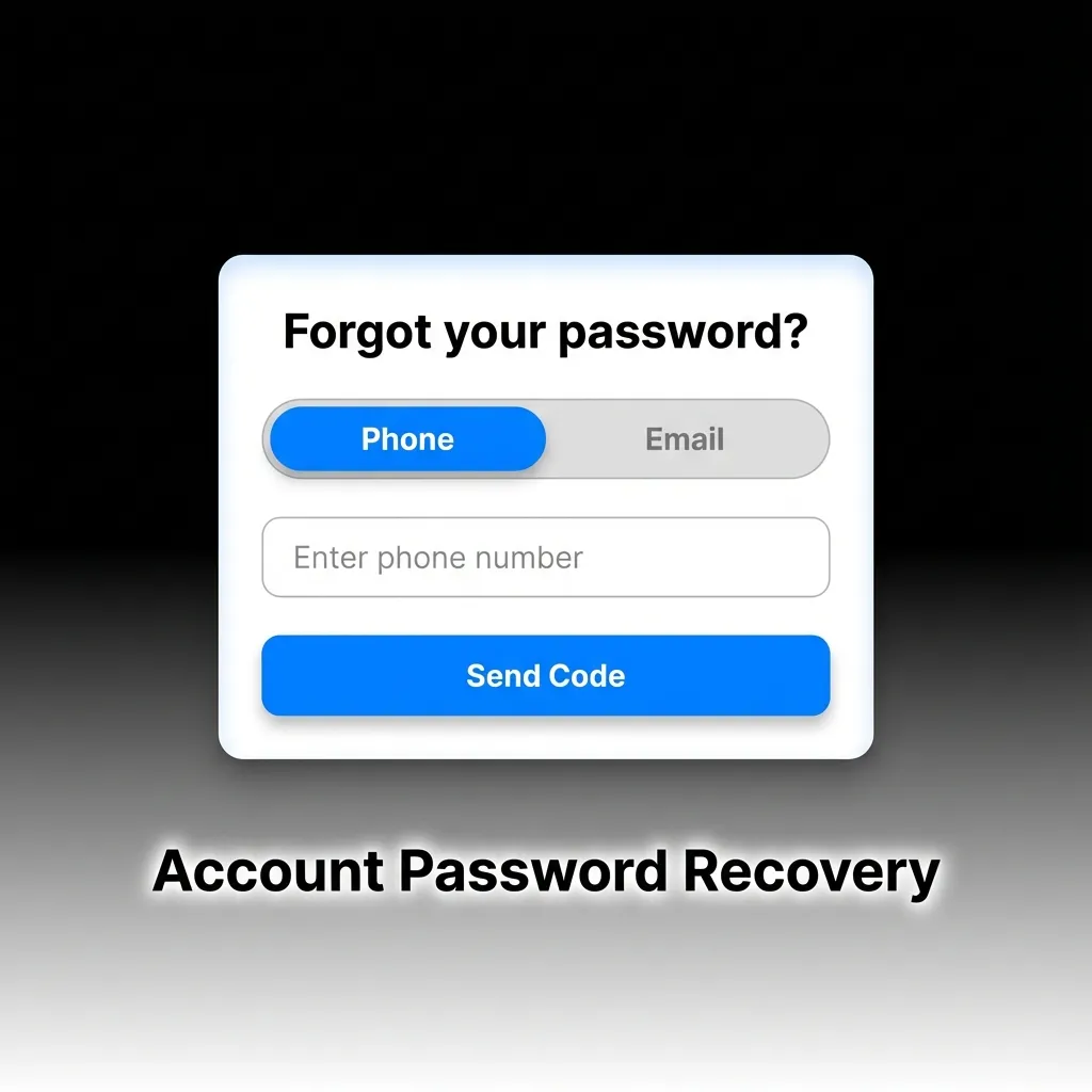 Illustration of Babu88 password recovery steps: forgot password link, phone or email code, and setting a new secure password.