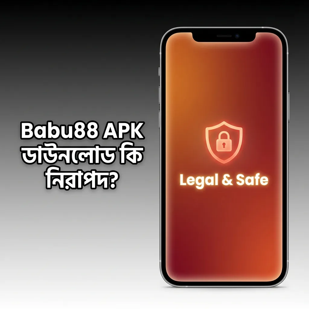 বাবু৮৮ অ্যাপ সিকিউরিটি গ্রাফিক, SSL ও এনক্রিপশন আইকনসহ নিরাপদ ডাউনলোড ও বেটিং পরিবেশ বোঝাচ্ছে