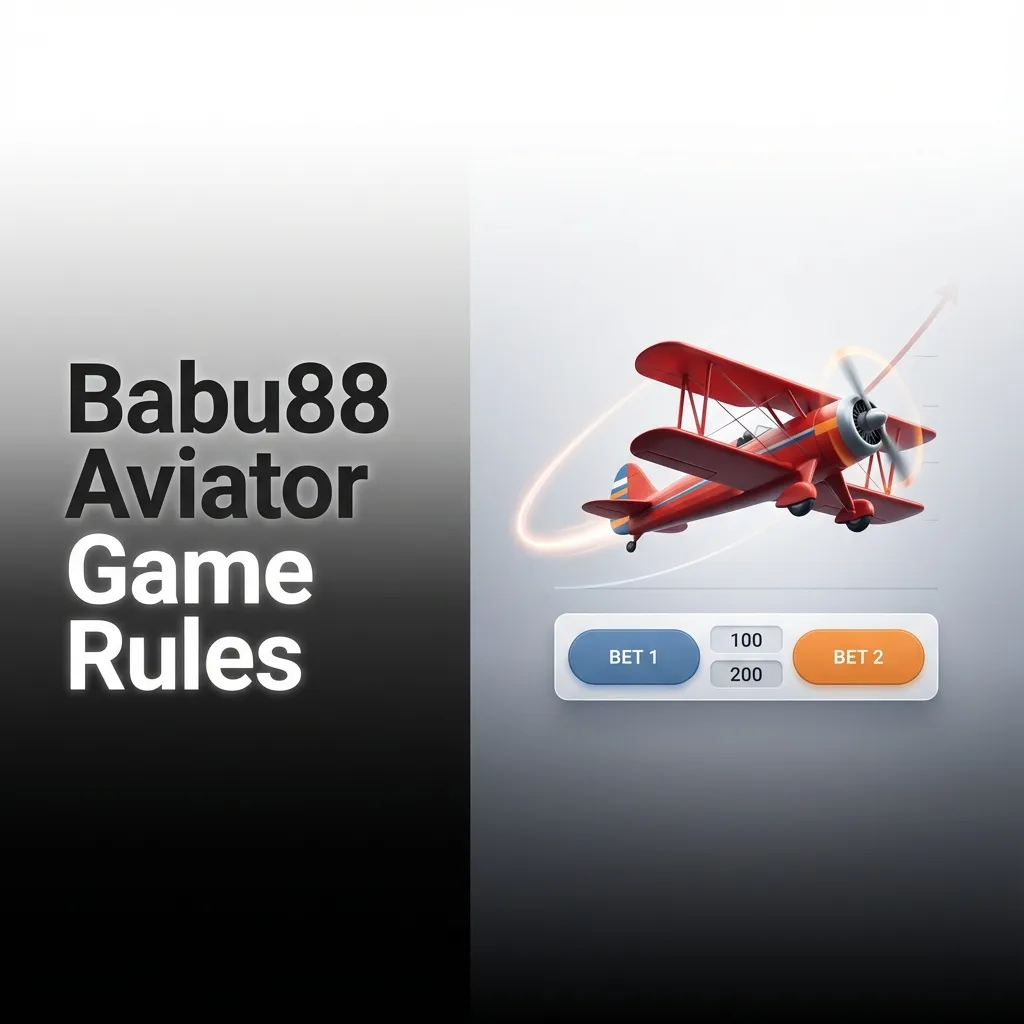 Infographic of Babu88 Aviator rules showing a red plane, rising multiplier, and cash out before the crash instructions