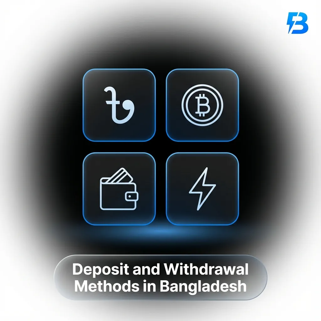 Icons of bKash, Nagad, Rocket, cards, e-wallets, and crypto showing Babu88 Bangladesh deposit and withdrawal methods