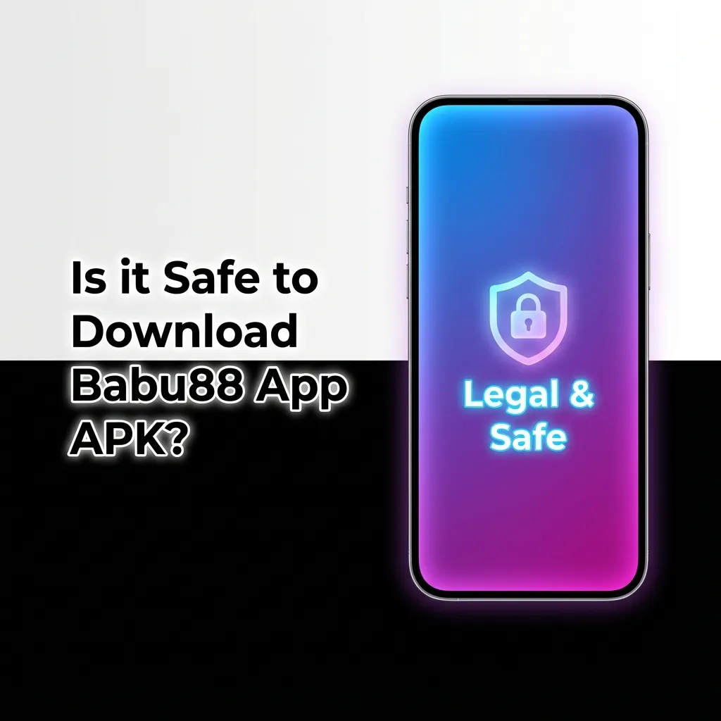 Illustration of a smartphone with Babu88 app download screen, security lock icons, and Curacao gambling license badge