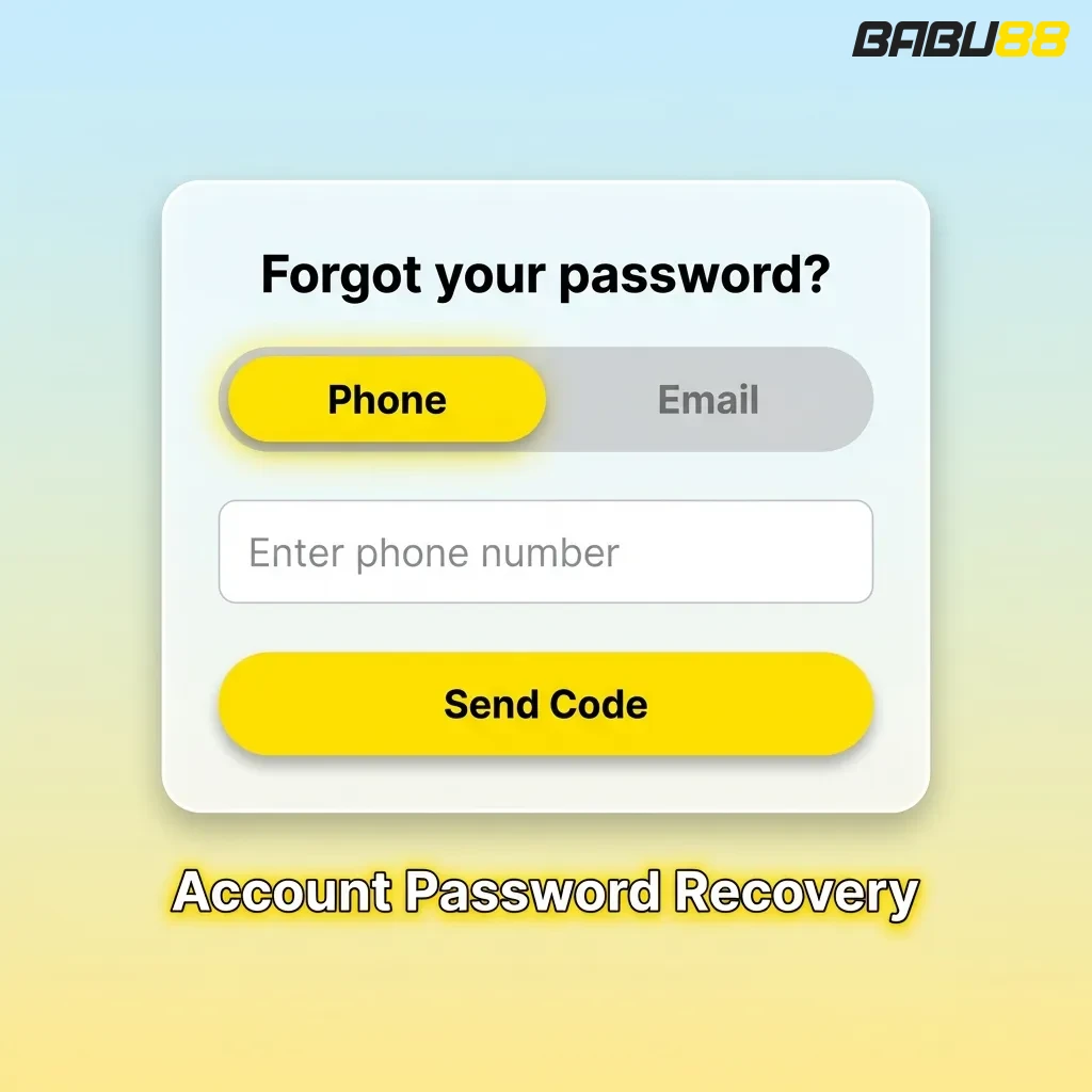 Password recovery process showing steps to reset account access using email or phone verification.