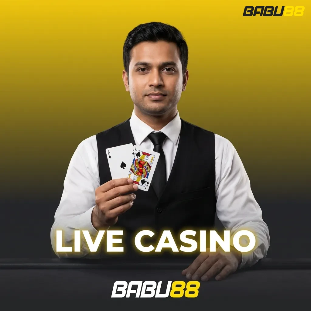 Live casino interface showing real dealers streaming from studios with roulette, blackjack, baccarat, poker, and game shows.