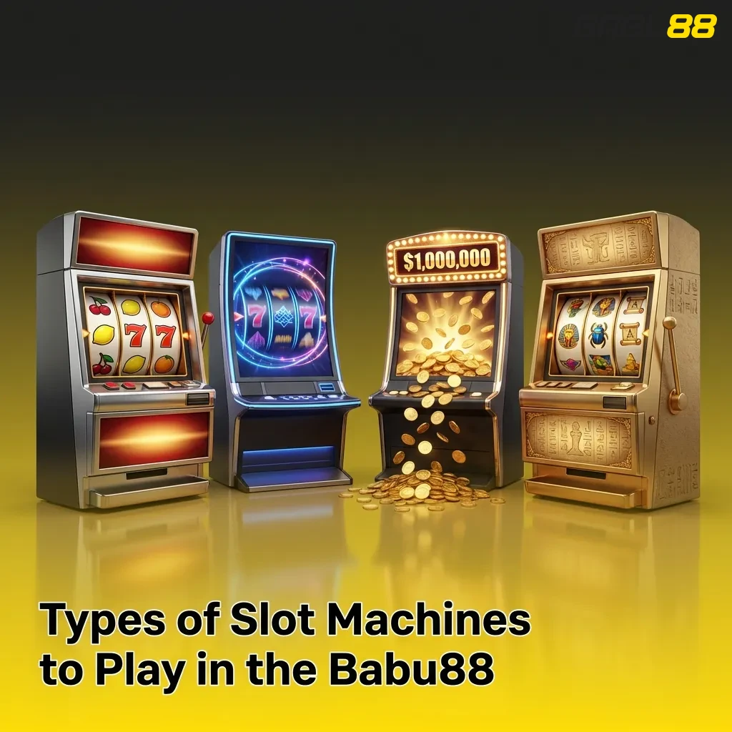 Colorful slot machine reels and icons representing classic, video, progressive, Megaways, branded, and 3D slot game types
