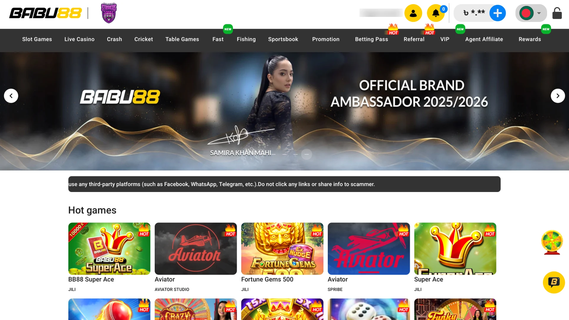 Log in to your Babu88 account.